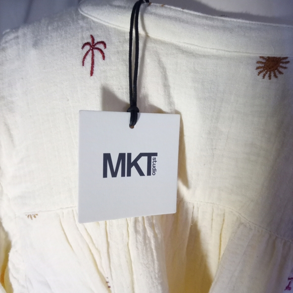 Michael Kors Cream Midi Dress with Multicolor Embroidery - Picture 3 of 5